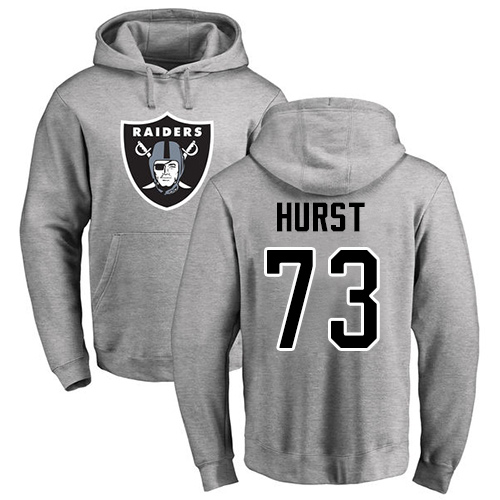 Men Oakland Raiders Ash Maurice Hurst Name and Number Logo NFL Football 73 Pullover Hoodie Sweatshirts